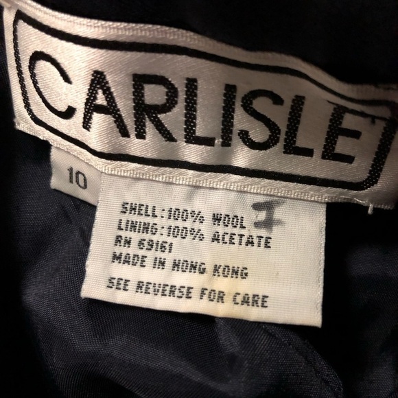 Vintage Carlisle High Rise Pleated Wool Trousers Navy Blue Size 10 - Picture 5 of 5